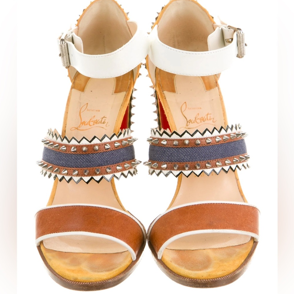 Christian Louboutin Montezumina Suede
Leather Spiked Studded Block Heel Sandals